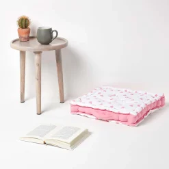 Coussin de sol - cœur rose - 40 x 40 cm - HOMESCAPES