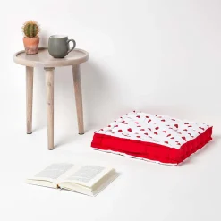 Coussin de sol - cœur rouge - 50 x 50 cm - HOMESCAPES
