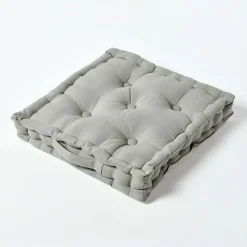 Coussin de sol - gris uni - 50 x 50 cm - HOMESCAPES