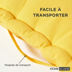 Coussin de sol - jaune uni - 50 x 50 cm - HOMESCAPES