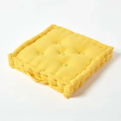 Coussin de sol - jaune uni - 40 x 40 cm - HOMESCAPES