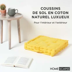 Coussin de sol - jaune uni - 40 x 40 cm - HOMESCAPES