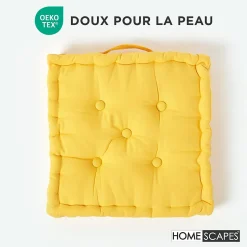 Coussin de sol - jaune uni - 40 x 40 cm - HOMESCAPES