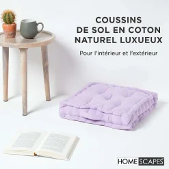 Coussin de sol - mauve uni - 40 x 40 cm - HOMESCAPES