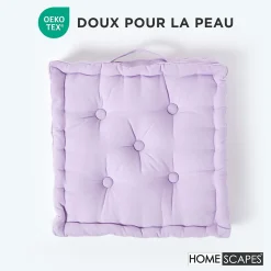 Coussin de sol - mauve uni - 40 x 40 cm - HOMESCAPES