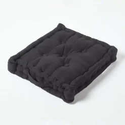Coussin de sol - noir uni - 40 x 40 cm - HOMESCAPES