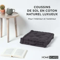 Coussin de sol - noir uni - 50 x 50 cm - HOMESCAPES