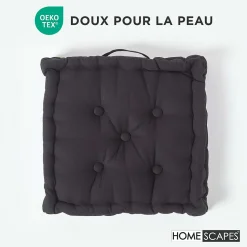 Coussin de sol - noir uni - 50 x 50 cm - HOMESCAPES