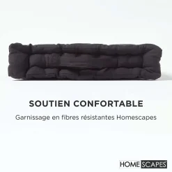 Coussin de sol - noir uni - 50 x 50 cm - HOMESCAPES