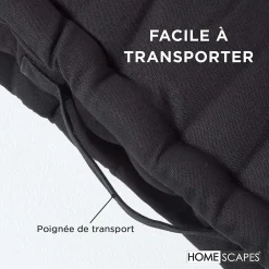 Coussin de sol - noir uni - 50 x 50 cm - HOMESCAPES