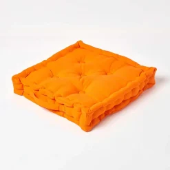 Coussin de sol - orange uni - 50 x 50 cm - HOMESCAPES