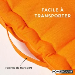 Coussin de sol - orange uni - 50 x 50 cm - HOMESCAPES