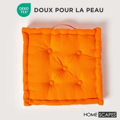 Coussin de sol - orange uni - 40 x 40 cm - HOMESCAPES