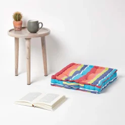 Coussin de sol - rayures multicolores - 40 x 40 cm - HOMESCAPES