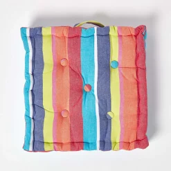 Coussin de sol - rayures multicolores - 40 x 40 cm - HOMESCAPES