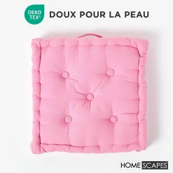 Coussin de sol - rose uni - 40 x 40 cm - HOMESCAPES