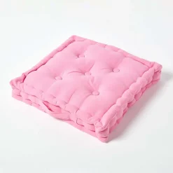 Coussin de sol - rose uni - 50 x 50 cm - HOMESCAPES