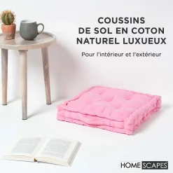 Coussin de sol - rose uni - 50 x 50 cm - HOMESCAPES