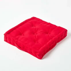 Coussin de sol - rouge uni - 40 x 40 cm - HOMESCAPES