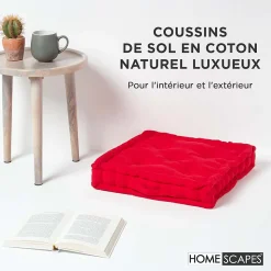 Coussin de sol - rouge uni - 40 x 40 cm - HOMESCAPES