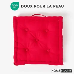 Coussin de sol - rouge uni - 40 x 40 cm - HOMESCAPES
