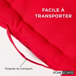 Coussin de sol - rouge uni - 40 x 40 cm - HOMESCAPES