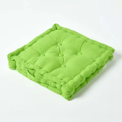 Coussin de sol - vert citron uni - 50 x 50 cm - HOMESCAPES