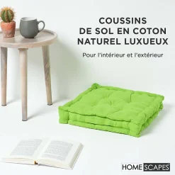 Coussin de sol - vert citron uni - 50 x 50 cm - HOMESCAPES