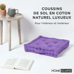 Coussin de sol - violet uni - 40 x 40 cm - HOMESCAPES
