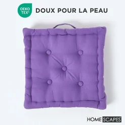 Coussin de sol - violet uni - 50 x 50 cm - HOMESCAPES