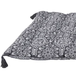 Coussin de sol Ambroise pompons gris anthracite L.120 x l.60cm Deco&co