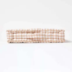 Coussin de sol beige - carreaux vichy - 40 x 40 cm - HOMESCAPES
