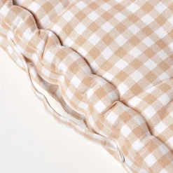 Coussin de sol beige - carreaux vichy - 50 x 50 cm - HOMESCAPES