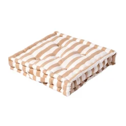 Coussin de sol beige - grandes rayures - 40 x 40 cm - HOMESCAPES