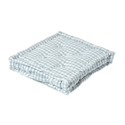 Coussin de sol bleu - carreaux vichy - 40 x 40 cm - HOMESCAPES