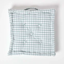 Coussin de sol bleu - carreaux vichy - 50 x 50 cm - HOMESCAPES