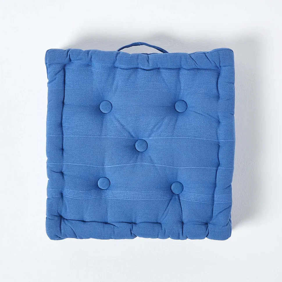 Coussin de sol bleu - rajput tissé main - HOMESCAPES
