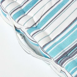 Coussin de sol bleu - rayure new england - 40 x 40 cm - HOMESCAPES