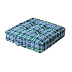 Coussin de sol bleu - tartan écossais - 50 x 50 cm - HOMESCAPES