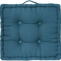 Coussin de sol bleu canard 40x40 cm - Atmosphera