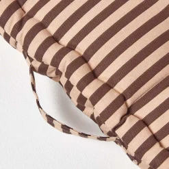 Coussin de sol chocolat - fines rayures beige - 50 x 50 cm - HOMESCAPES