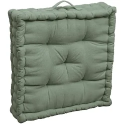 Coussin de sol coton recyclé kaki 45x45x10