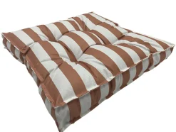 Coussin de sol déperlant rayé terracotta blanc L.60 x l.60 x ep.10cm Ornami