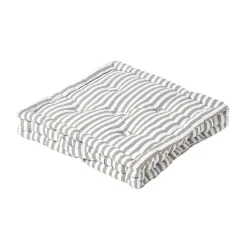 Coussin de sol gris - fines rayures - 50 x 50 cm - HOMESCAPES