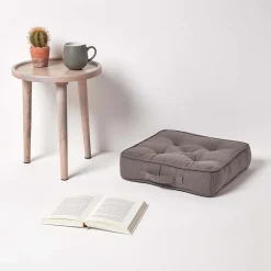 Coussin de sol gris - rajput tissé main - HOMESCAPES