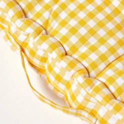 Coussin de sol jaune - carreaux vichy - 50 x 50 cm - HOMESCAPES