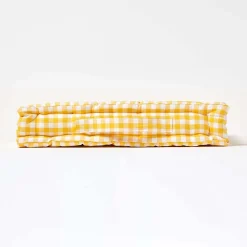 Coussin de sol jaune - carreaux vichy - 50 x 50 cm - HOMESCAPES