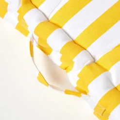 Coussin de sol jaune - grandes rayures - 40 x 40 cm - HOMESCAPES