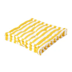 Coussin de sol jaune - grandes rayures - 50 x 50 cm - HOMESCAPES