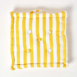 Coussin de sol jaune - grandes rayures - 50 x 50 cm - HOMESCAPES